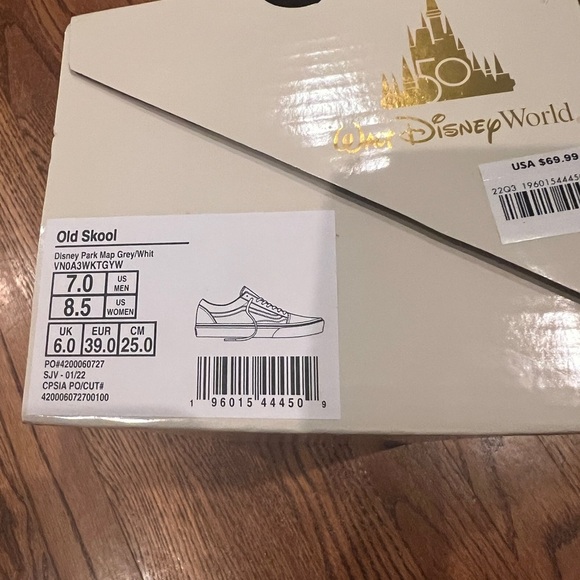 Vans 50th Anniversary Old Skool Disney World Parks Map Tennis Athletic Shoes 8.5 - Picture 2 of 7